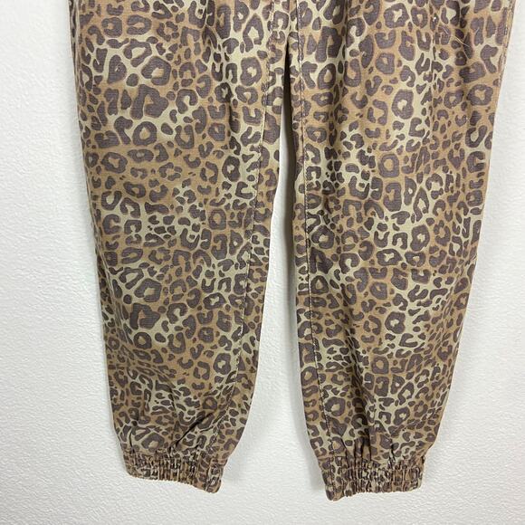 Aritzia Tna Alix Pants Size XXS Leopard Print Joggers Brown Cotton Zip‎ Pockets - Picture 2 of 9